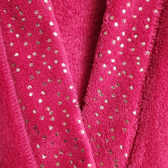 Ulta Beauty Robe S/M Bright Pink Soft Plush Bath Wrap Belted With Sparkles - Picture 3 of 9